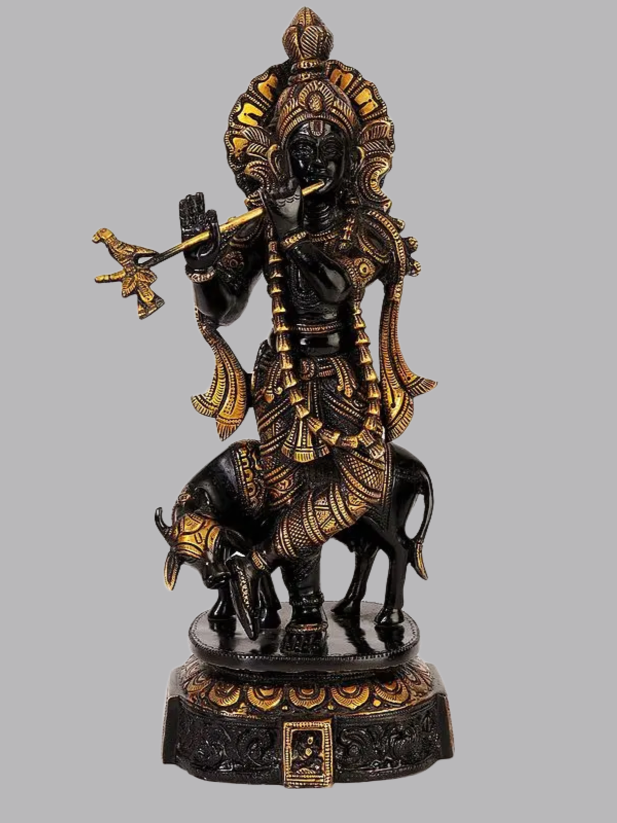 Brassaura® Brass Krishna Nandi Statue | Height 15 Inches & Weight 6.04 kg