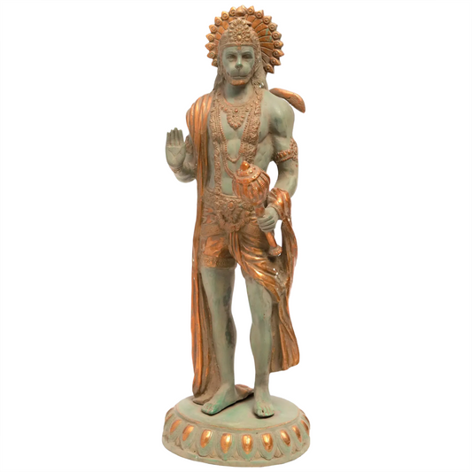 Brassaura® खड़े आशीर्वाद हनुमान प्रतिमा | पीतल | ऊंचाई 22.6 इंच और वजन 9.80 किलोग्राम