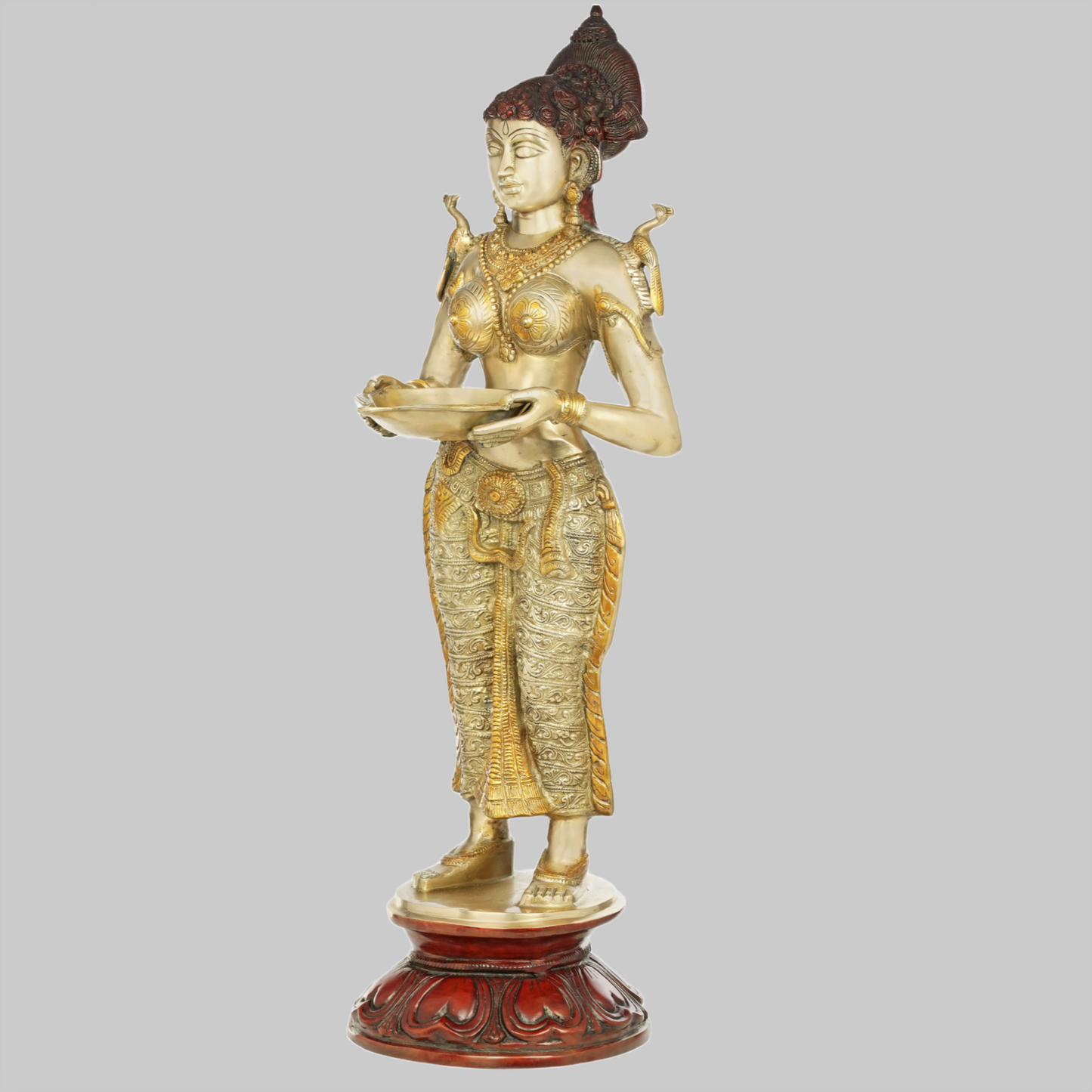 Brassaura® Brass Deep Lakshmi Statue | Height 37.80 Inches & Weight 25.30 kg