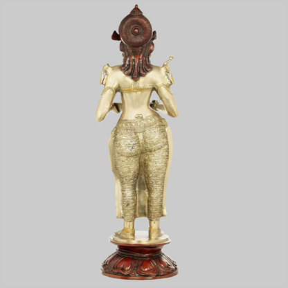 Brassaura® Brass Deep Lakshmi Statue | Height 37.80 Inches & Weight 25.30 kg