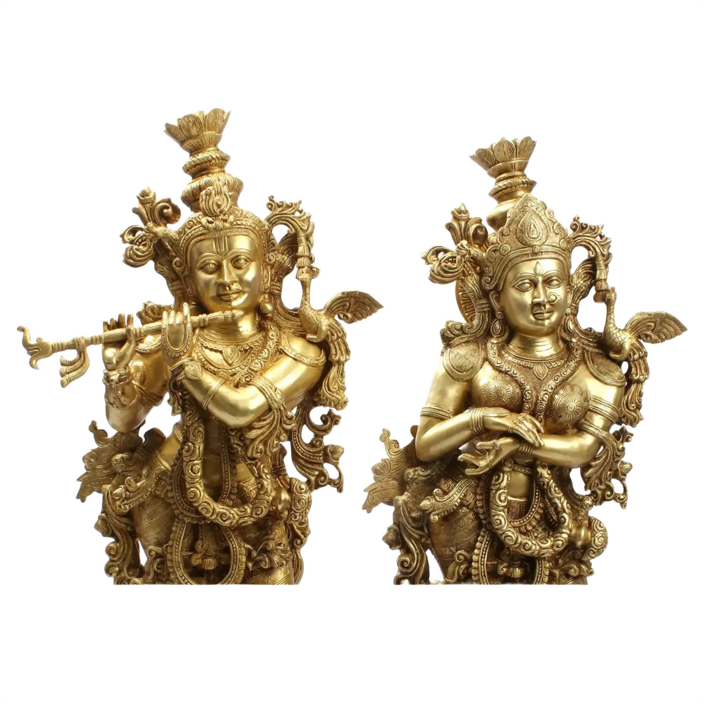 ब्रैसुरा® राधा कृष्ण दिव्य युगल | शुद्ध पीतल | ऊंचाई 47 इंच | वजन: 110 किलोग्राम