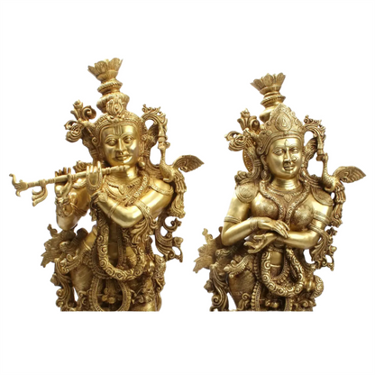 ब्रैसुरा® राधा कृष्ण दिव्य युगल | शुद्ध पीतल | ऊंचाई 47 इंच | वजन: 110 किलोग्राम