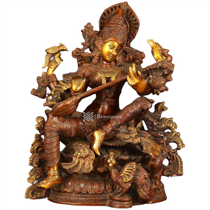Brass Saraswati Idol for Home and Decor Height 16 Inches & Weight 18 Kgs
