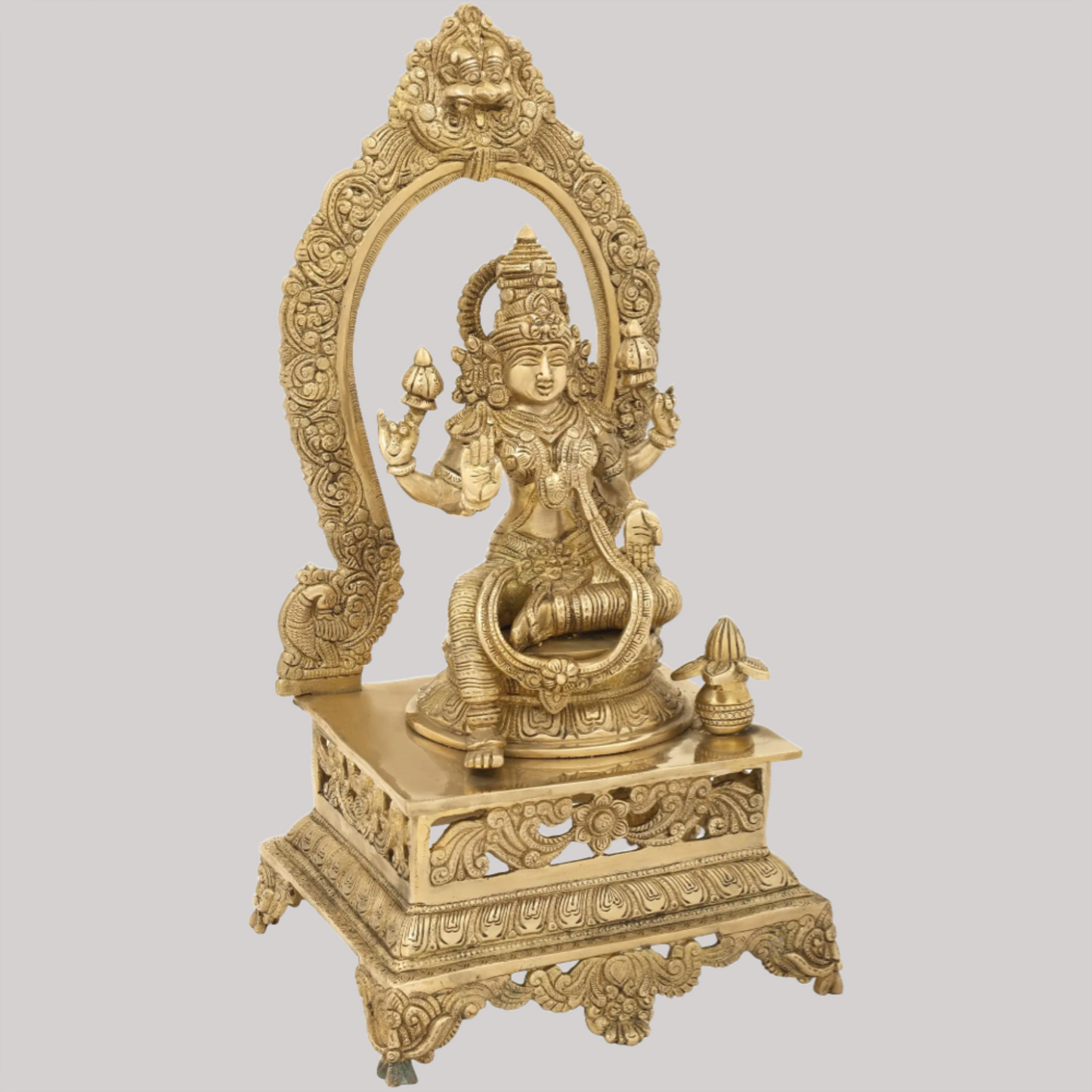 Brassaura® Goddess Lakshmi with Ornate Prabhavali | Brass Statue | Height 20 Inches & Weight 12.50 kgs