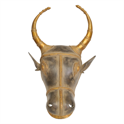 Brassaura® Wall Hanging Bull Mask | Brass Finish | Height 17.9 Inches | Weight: 5.68 kgs
