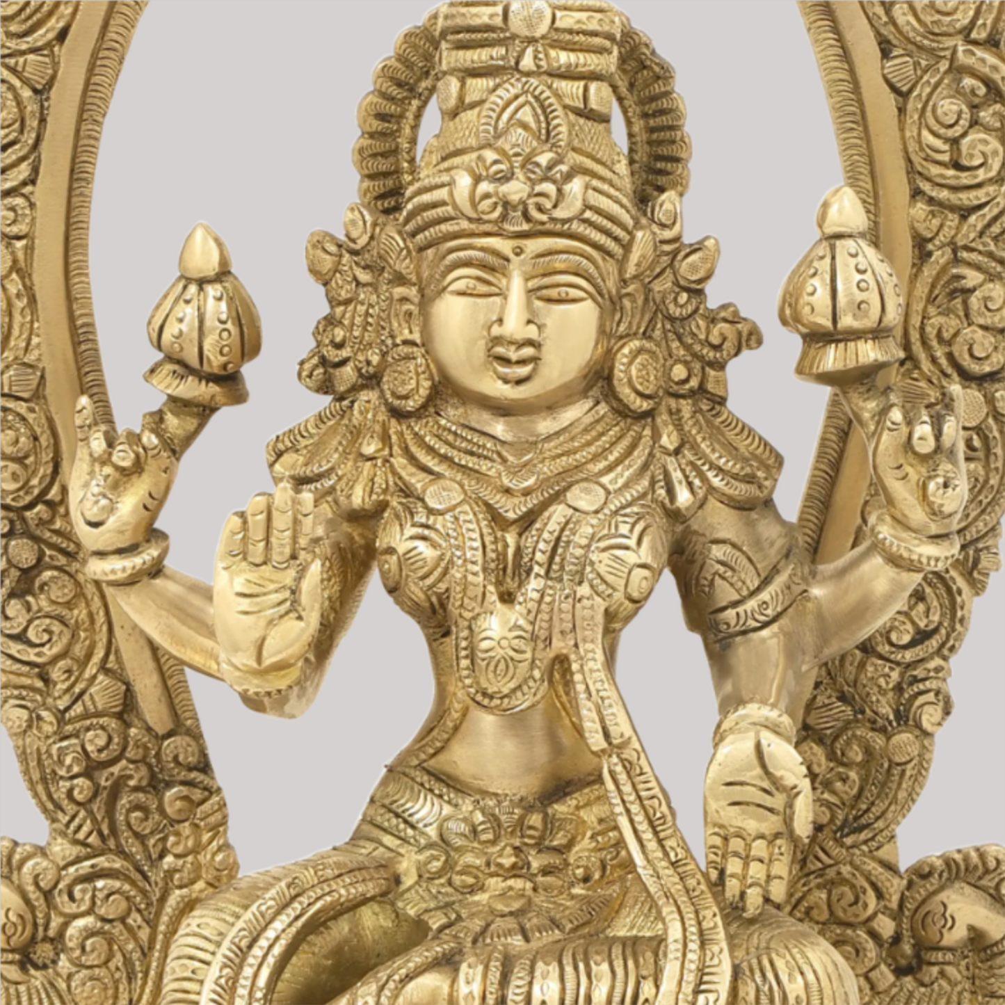 Brassaura® Goddess Lakshmi with Ornate Prabhavali | Brass Statue | Height 20 Inches & Weight 12.50 kgs
