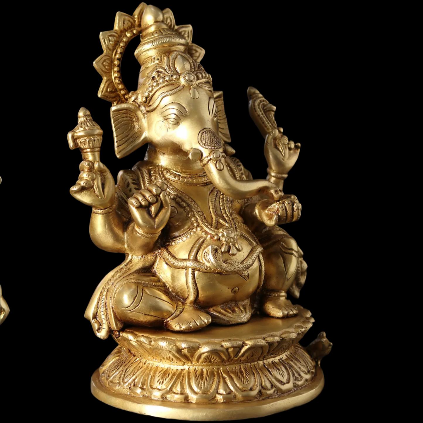Brassaura™ Brass Ganesha Sculpture | Height 9 Inches & Weight 3.40 kgs