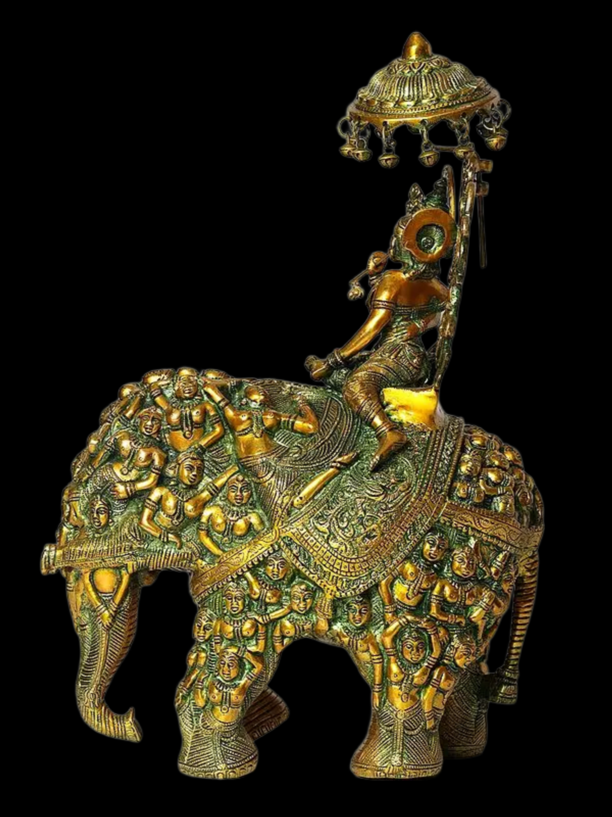 Brassaura® Brass Krishna on Elephant Statue | Height 23 Inches & Weight 19.20 kg