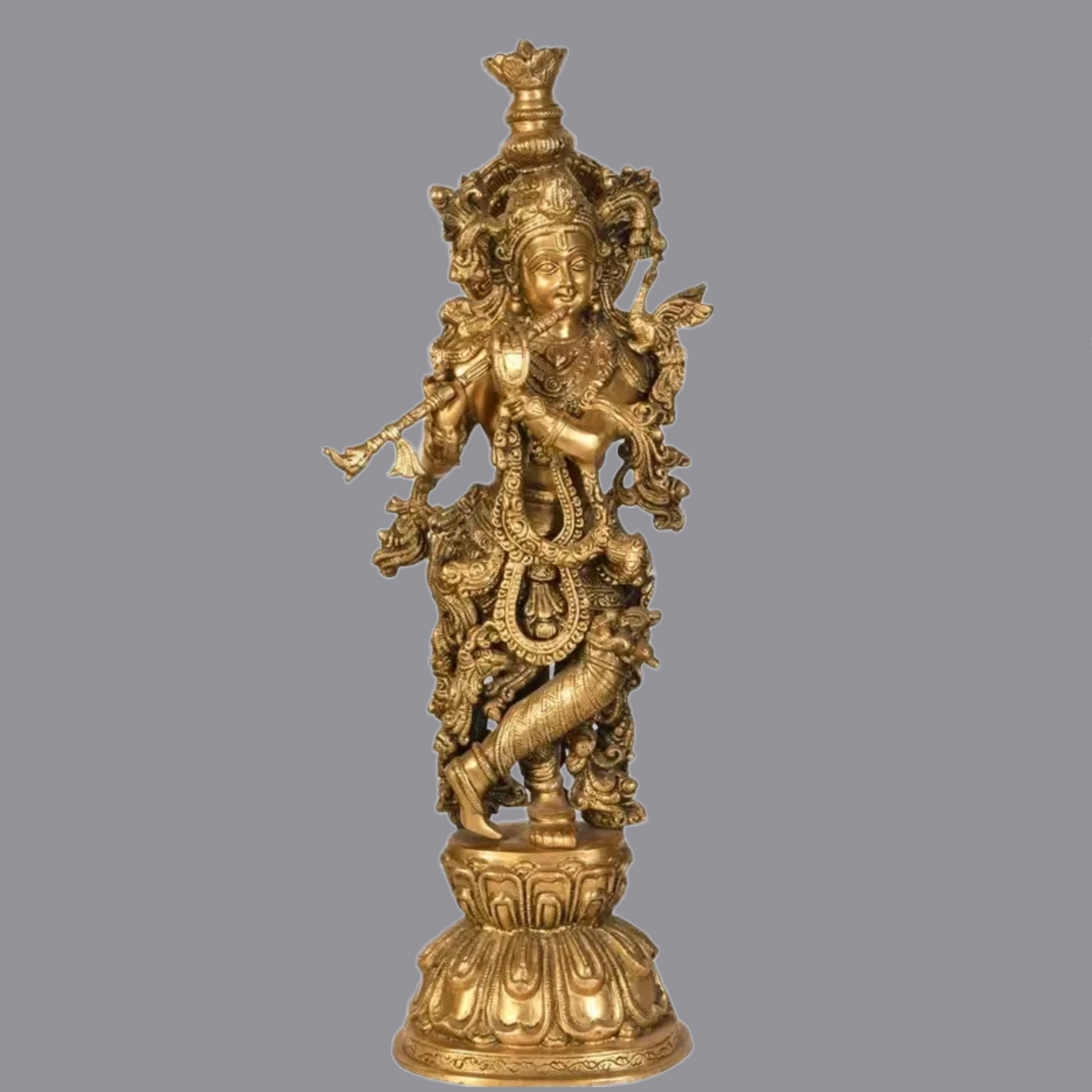 Brassaura® Brass Krishna Statue | Height 24.02 Inches & Weight 11.40 kg