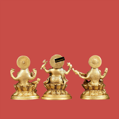 Brass Antique Lakshmi Ganesh Saraswati  Height 5 Inches & Weight 3 Kgs