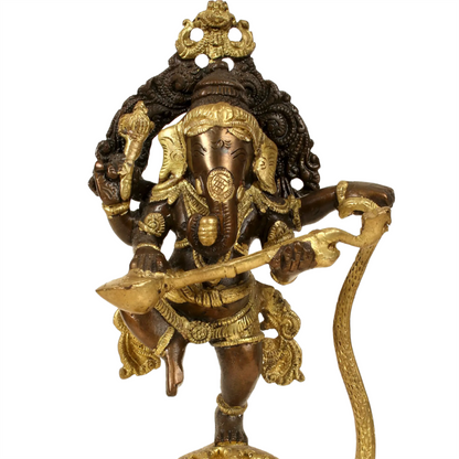 Brassaura™ Brass Mayura Ganesha Statue | Height 10 Inches & Weight 1.50 kgs