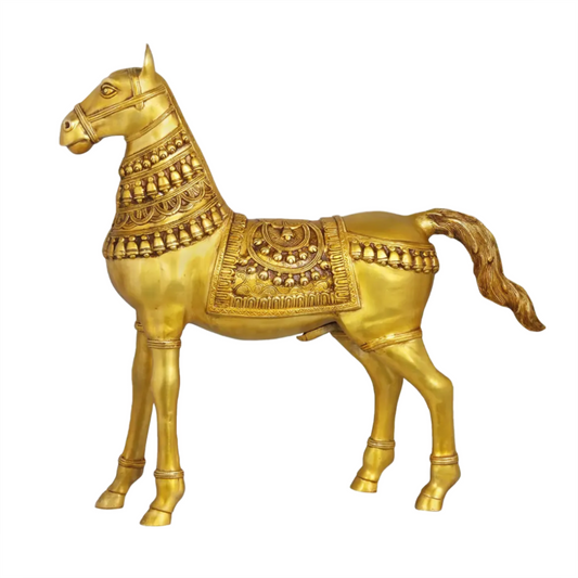Brassaura® Decorative Brass Horse Sculpture | Pure Brass | Height 25 Inches & Weight 15 kgs