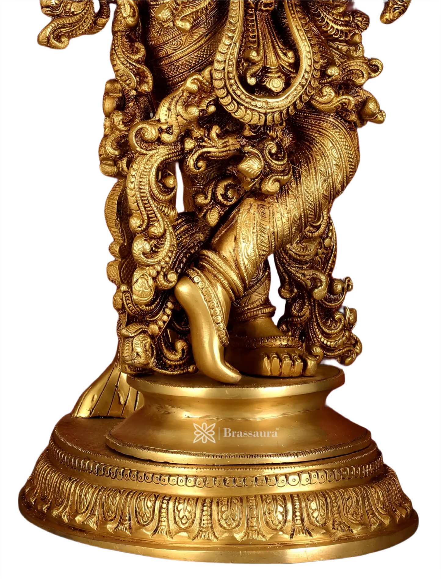 Brassaura™ Superfine Brass Krishna under Tree Sculpture – Height 35 Inches & Weight 32 Kgs