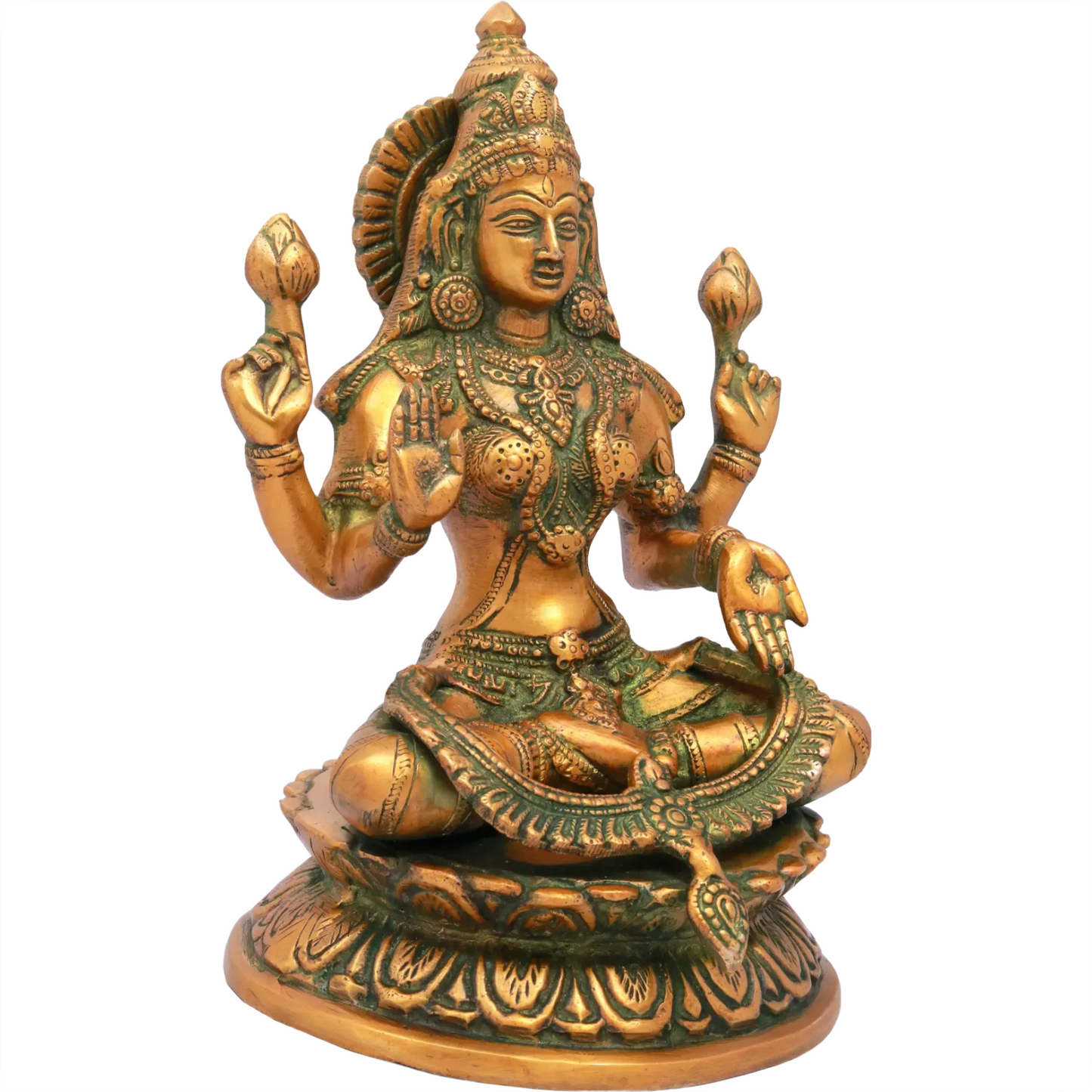 Brassaura® Brass Goddess Lakshmi Statue | Height 9 Inches & Weight 3 kg