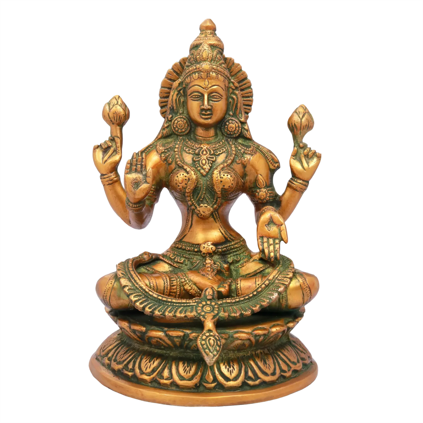 Brassaura® Brass Goddess Lakshmi Statue | Height 9 Inches & Weight 3 kg