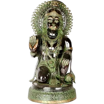 Brassaura® Veer Hanuman Blessing Pose | Brass Sculpture | Height 19 Inches & Weight 15.50 kgs