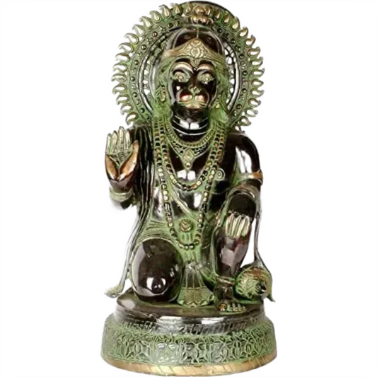 Brassaura® Veer Hanuman Blessing Pose | Brass Sculpture | Height 19 Inches & Weight 15.50 kgs