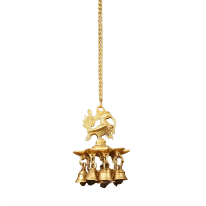 Brassaura™ Brass Hanging Peacock Diya with Chain – Height 6 Inches | Traditional Hanging Lamp, 1.1 Kgs