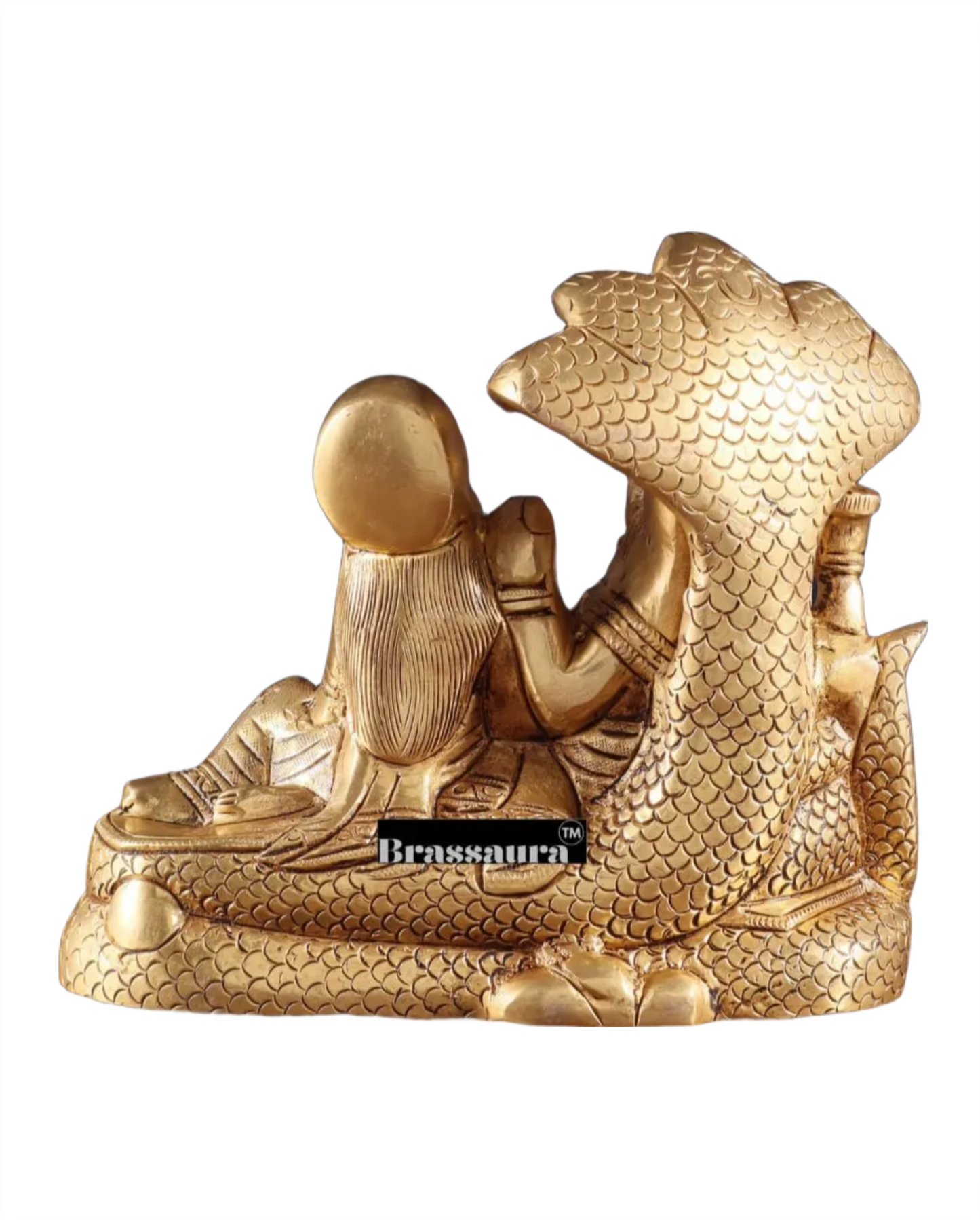 Brassaura™ Vishnu-Lakshmi Brass Statue on Sheshnag – 2.3kg, 6.5-Inch – Divine Blessings for Home Temple & Spiritual Decor