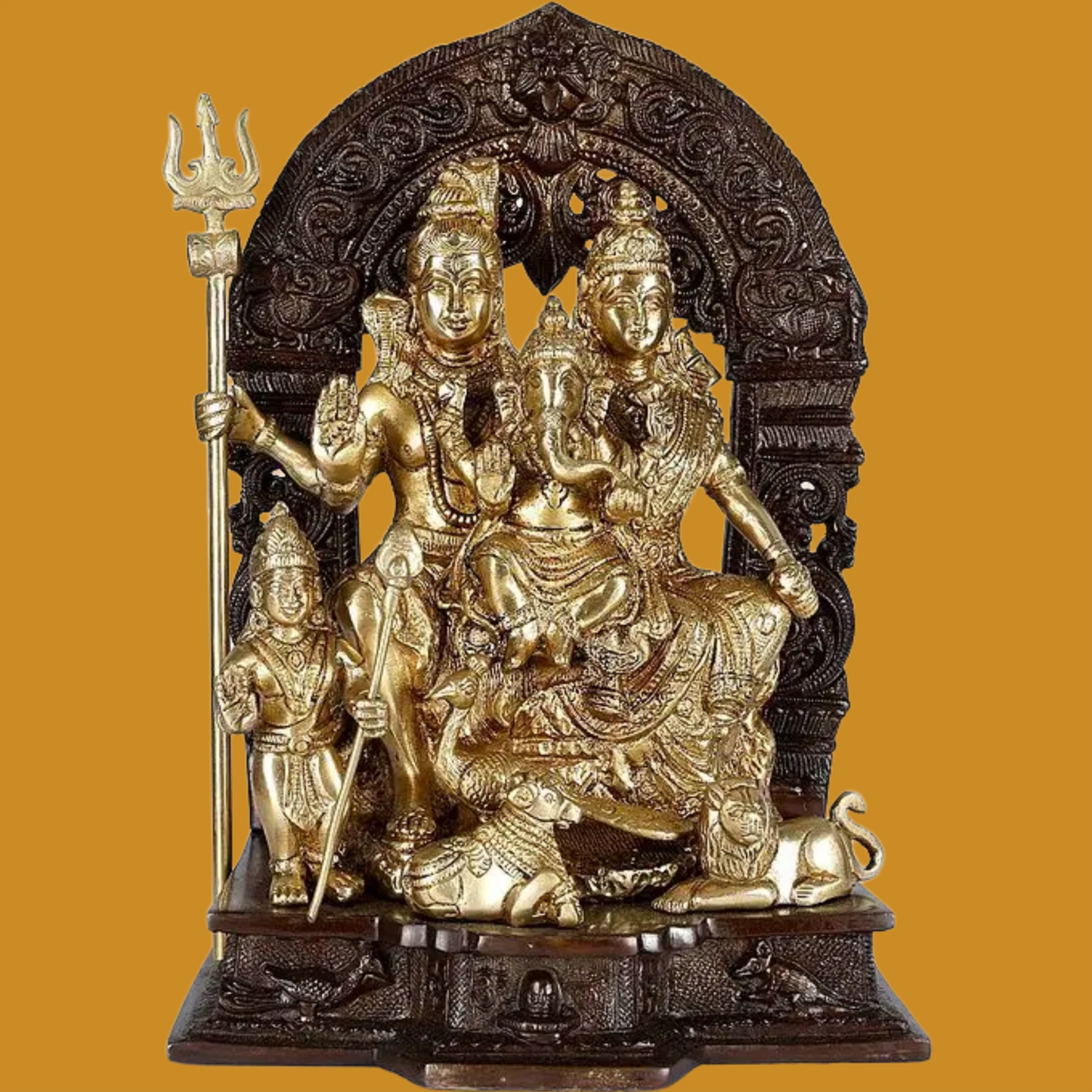 ब्रासोरा™ पीतल शिव परिवार प्रतिमा | ऊंचाई 12 इंच और वज़न 6.80 किग्रा