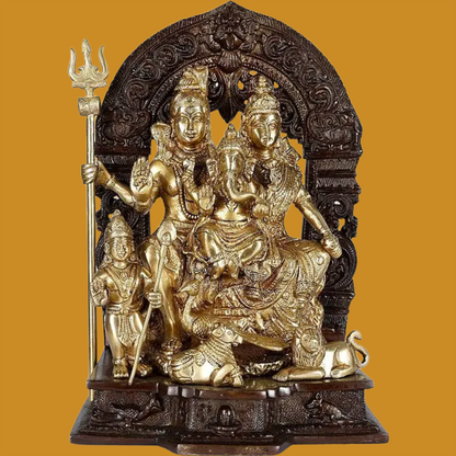 ब्रासोरा™ पीतल शिव परिवार प्रतिमा | ऊंचाई 12 इंच और वज़न 6.80 किग्रा