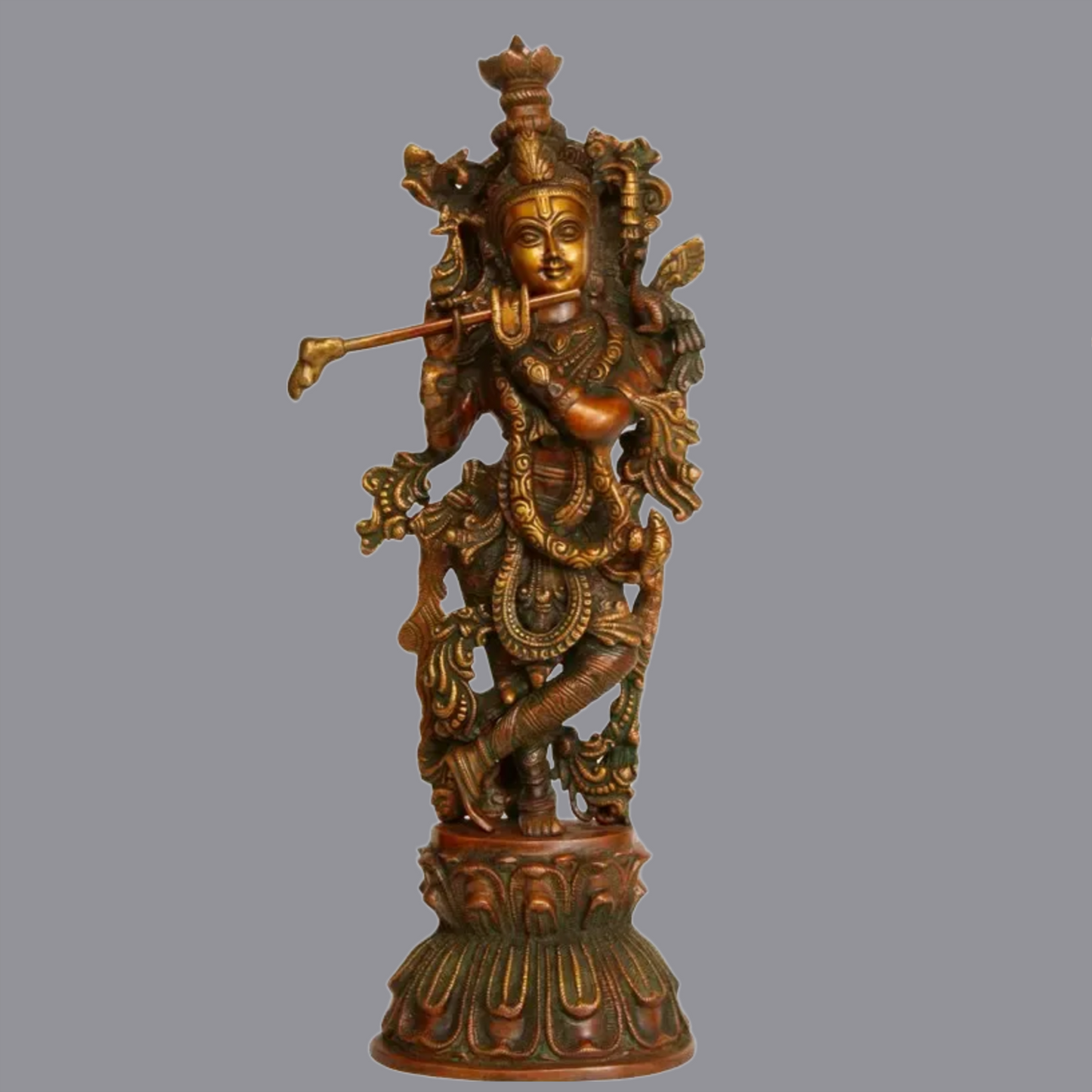 Brassaura® Brass Krishna Statue | Height 18.31 Inches & Weight 5.40 kg