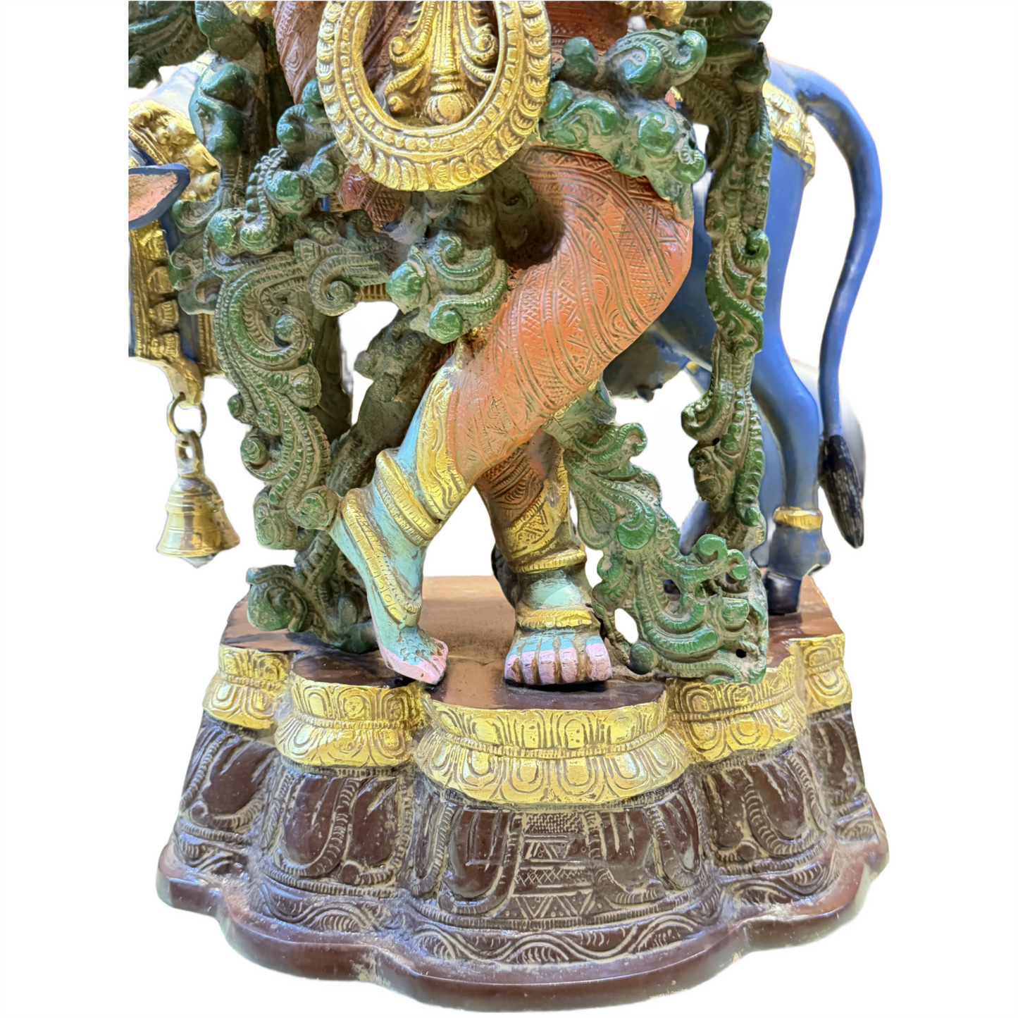 Brassaura™ Cow Krishna Brass Idol | Multicolor Finish | Height 23 Inches & Weight 23 Kgs