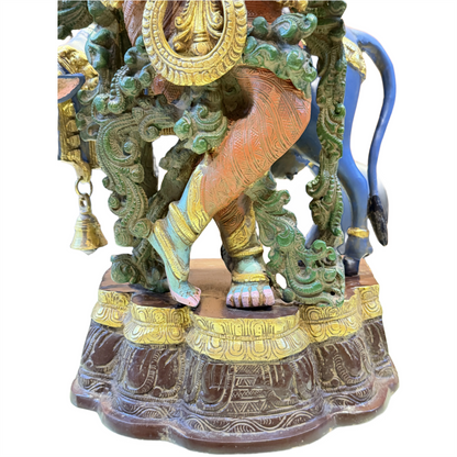 Brassaura™ Cow Krishna Brass Idol | Multicolor Finish | Height 23 Inches & Weight 23 Kgs