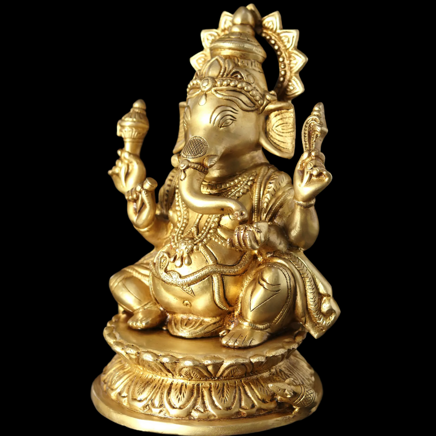 Brassaura™ Brass Ganesha Sculpture | Height 9 Inches & Weight 3.40 kgs