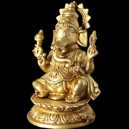 Brassaura™ Brass Ganesha Sculpture | Height 9 Inches & Weight 3.40 kgs