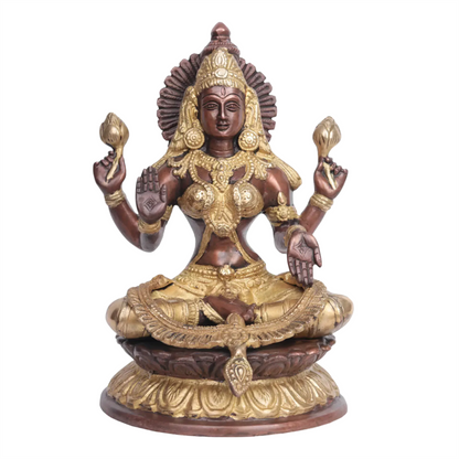 Brassaura® Four-Armed Goddess Lakshmi in Abhaya Mudra | Brass Statue | Height 9.6 Inches & Weight 3.10 kgs