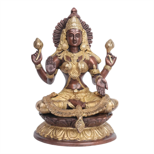 Brassaura® Four-Armed Goddess Lakshmi in Abhaya Mudra | Brass Statue | Height 9.6 Inches & Weight 3.10 kgs