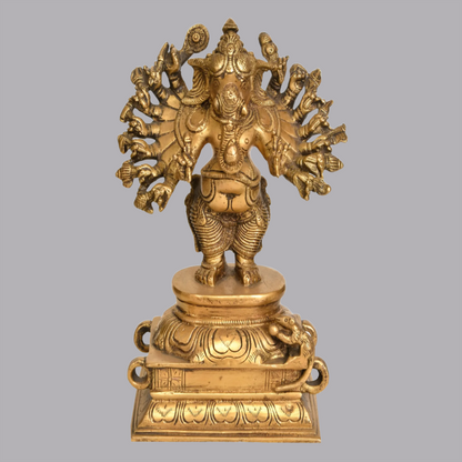 Brassaura™ Multi-Arm Lord Ganesha Brass Statue | Height 8.7 Inches & Weight 2.50 kgs