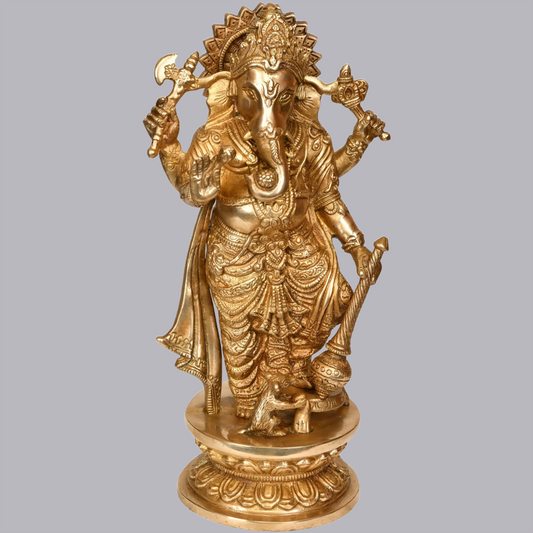 Brassaura™ Lord Ganesha Brass Statue | Height 12 Inches & Weight 3.50 kgs