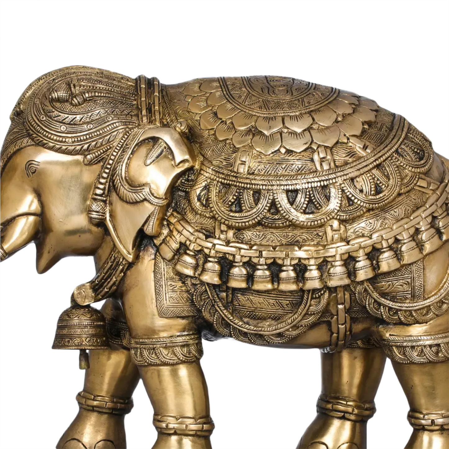 Brassaura® Majestic Pair of Ornate Brass Elephants | Pure Brass | Height 14.5 Inches & Weight 39.30 kgs