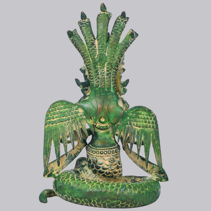 Brassaura® Brass Naga Kanya Statue with Inlay Work | Height 8 Inches & Weight 2.10 kg