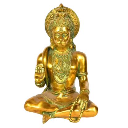 ब्रेसॉरा® अभय मुद्रा में भगवान हनुमान | पीतल की मूर्ति | ऊँचाई 11 इंच और वज़न 4.80 किलोग्राम