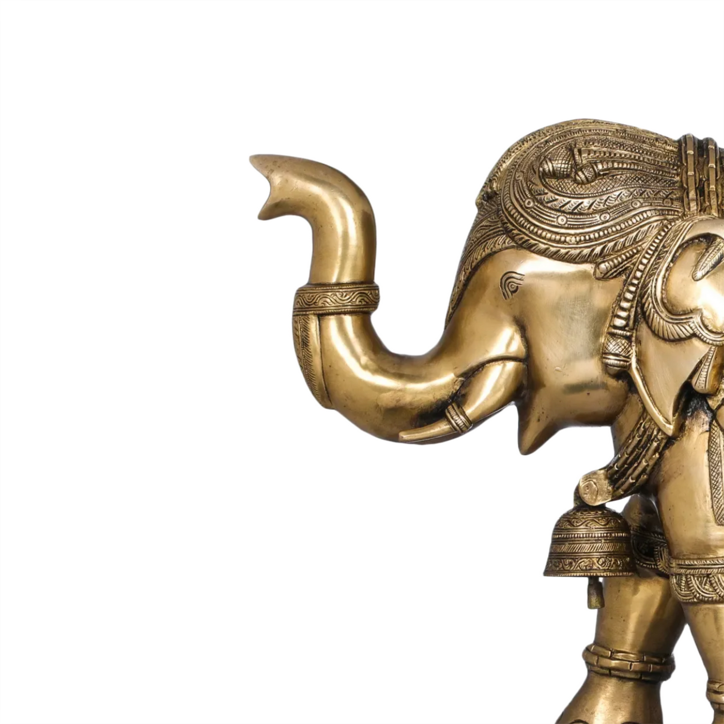 Brassaura® Majestic Pair of Ornate Brass Elephants | Pure Brass | Height 14.5 Inches & Weight 39.30 kgs
