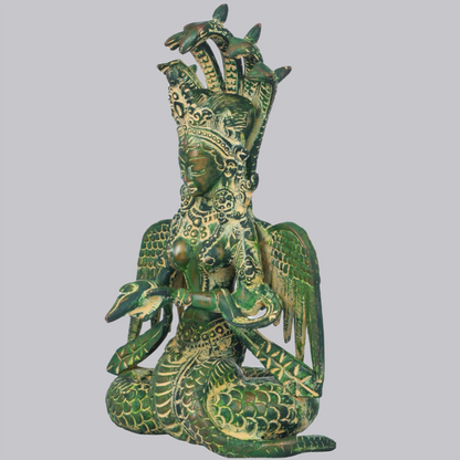 Brassaura® Brass Naga Kanya Statue with Inlay Work | Height 8 Inches & Weight 2.10 kg