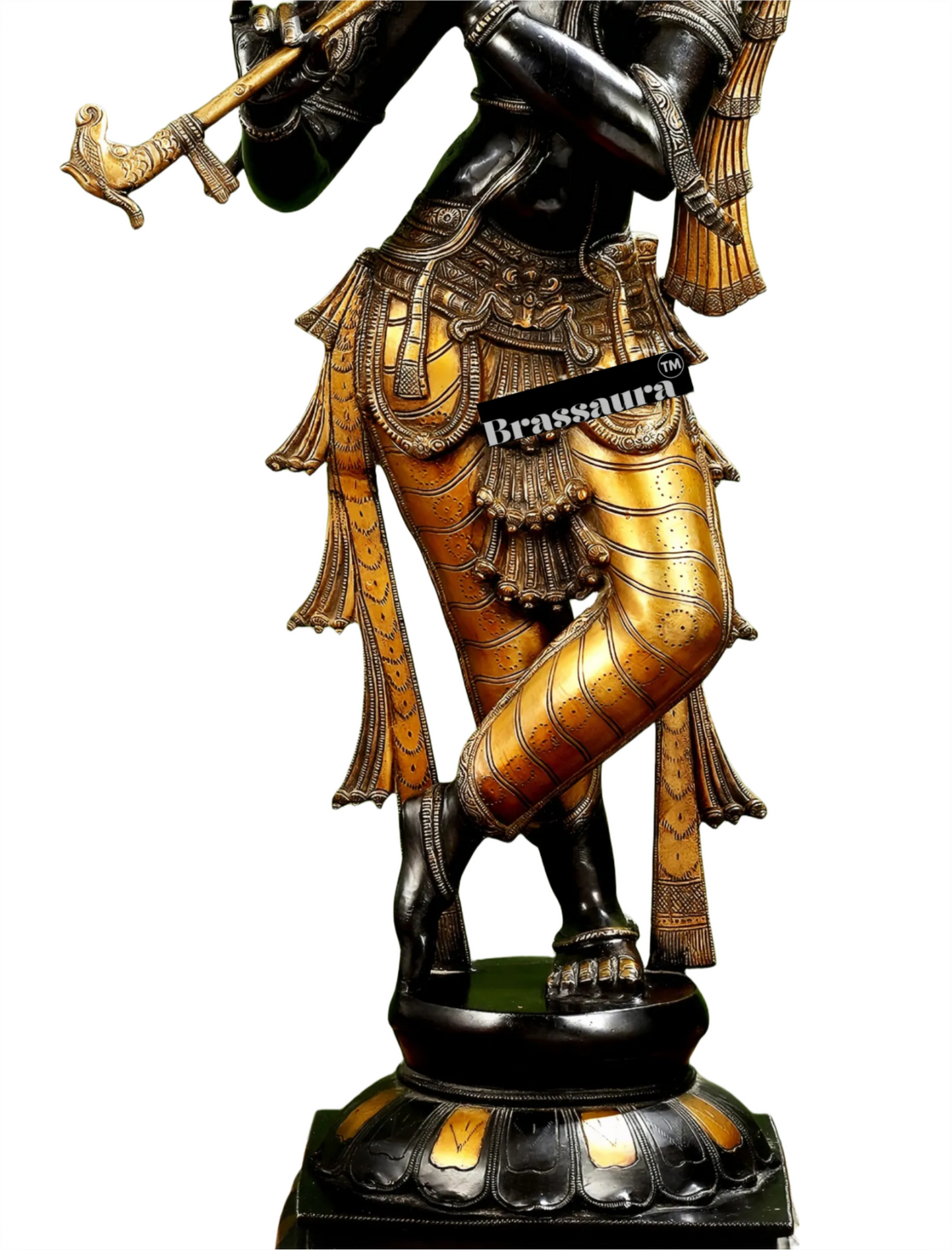 Brassaura™ Superfine Brass Krishna Murlidhar Idol – Height 36 Inches & Weight 27 Kgs | Black Antique Finish