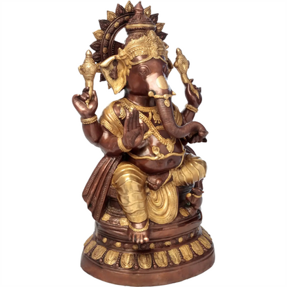 Brassaura™ Brass Ganesha Statue | Height 35 Inches & Weight 48.80 kgs