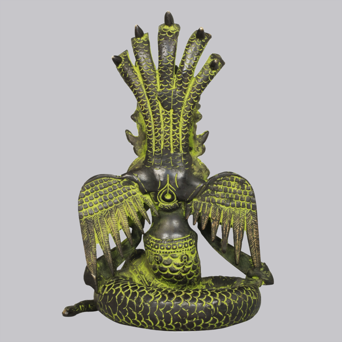 Brassaura® Brass Naga Kanya Statue with Inlay Work | Height 8 Inches & Weight 2.10 kg
