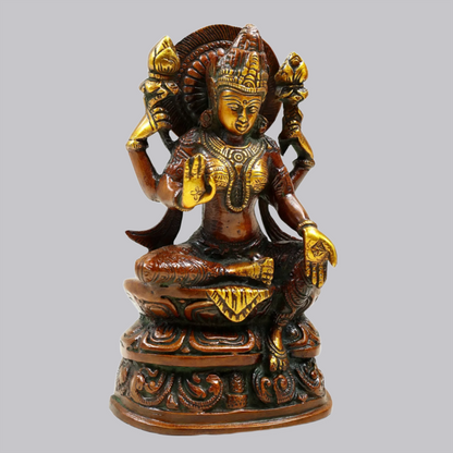 Brassaura® Brass Goddess Lakshmi Statue | Height 7.68 Inches & Weight 1.87 kg