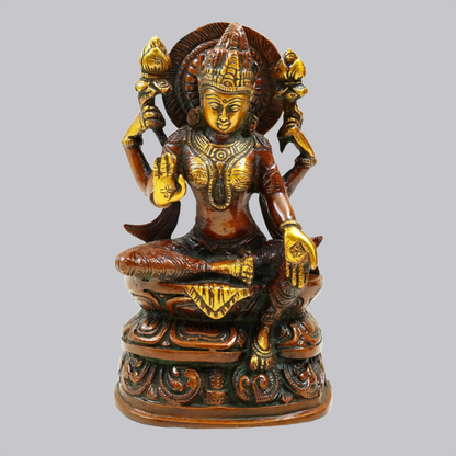 Brassaura® Brass Goddess Lakshmi Statue | Height 7.68 Inches & Weight 1.87 kg
