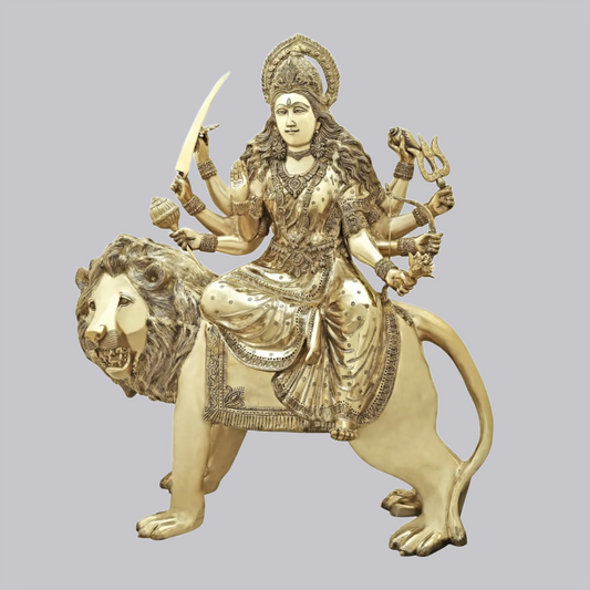 Brassaura® Brass Maa Durga Statue | Height 109 cm (42.91 Inches) & Weight 88.24 kg
