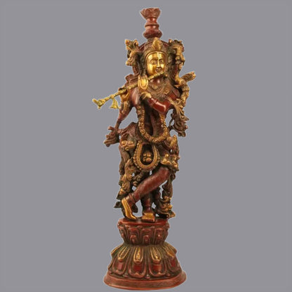 Brassaura® Brass Krishna Statue | Height 24.02 Inches & Weight 11.40 kg
