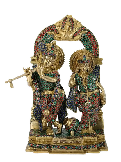 Brassaura® Brass Radha Krishna Statue | Height 14 Inches & Weight 7.70 kg