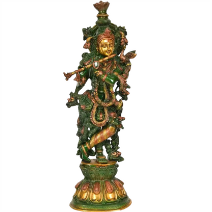 Brassaura® Brass Krishna Statue | Height 24.02 Inches & Weight 11.40 kg
