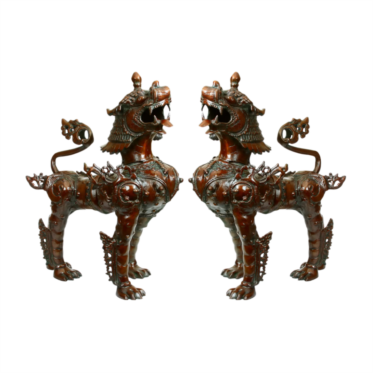 Brassaura® Tibetan Guardian Snow Lion Brass Sculpture | Pure Brass | Height 23 Inches & Weight 41.70 kgs