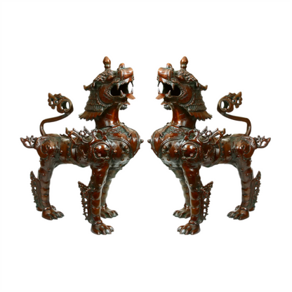 Brassaura® Tibetan Guardian Snow Lion Brass Sculpture | Pure Brass | Height 23 Inches & Weight 41.70 kgs